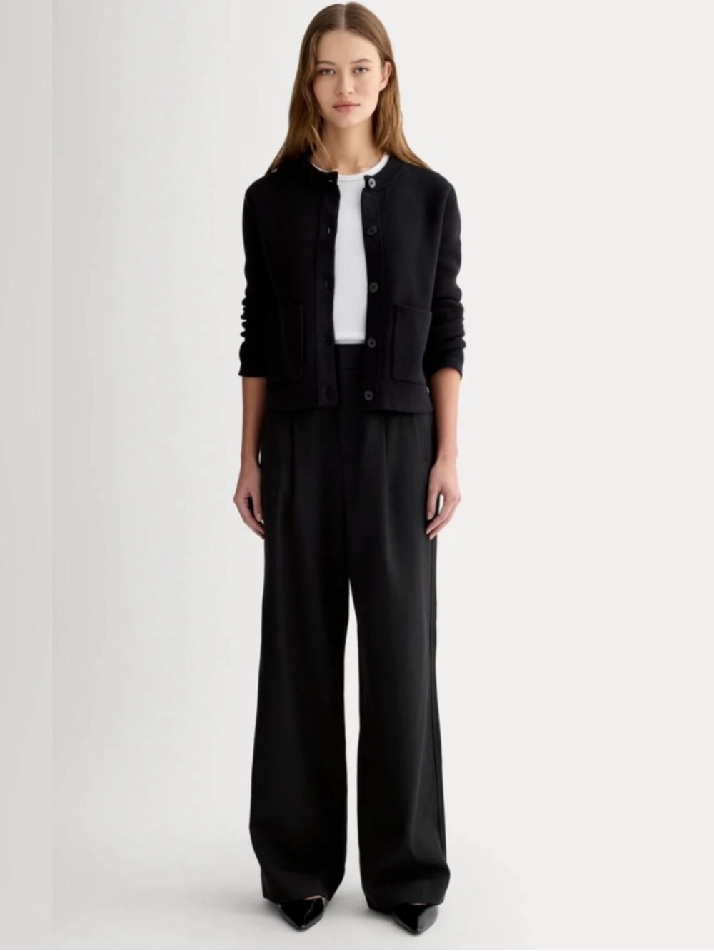 Everlane THE DRAPER PLEATED PANT IN BUTTERSMOOTH Black Size 8 short